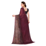 Generic Women's Georgette Printed Saree With Unstitched Blouse 5.5Mtr (Maroon) - Image 3