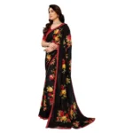 Generic Women's Georgette Printed Saree With Unstitched Blouse 5.5Mtr (Black) - Image 4