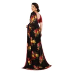 Generic Women's Georgette Printed Saree With Unstitched Blouse 5.5Mtr (Black) - Image 3