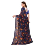 Generic Women's Georgette Printed Saree With Unstitched Blouse 5.5Mtr (Blue) - Image 3