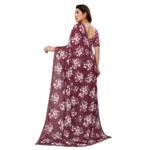 Generic Women's Georgette Printed Saree With Unstitched Blouse 5.5Mtr (Brown) - Image 3