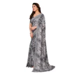 Generic Women's Georgette Printed Saree With Unstitched Blouse 5.5Mtr (Grey) - Image 4