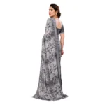 Generic Women's Georgette Printed Saree With Unstitched Blouse 5.5Mtr (Grey) - Image 3