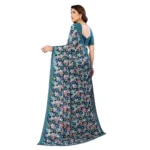 Generic Women's Georgette Printed Saree With Unstitched Blouse 5.5Mtr (Sky Blue) - Image 3