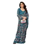 Generic Women's Georgette Printed Saree With Unstitched Blouse 5.5Mtr (Sky Blue) - Image 2