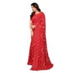Generic Women's Georgette Printed Saree With Unstitched Blouse 5.5Mtr (Red) - Image 4
