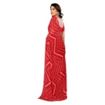 Generic Women's Georgette Printed Saree With Unstitched Blouse 5.5Mtr (Red) - Image 3