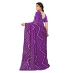 Generic Women's Georgette Printed Saree With Unstitched Blouse 5.5Mtr (Purple) - Image 3