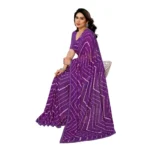 Generic Women's Georgette Printed Saree With Unstitched Blouse 5.5Mtr (Purple) - Image 2