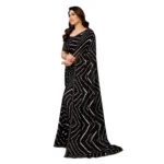 Generic Women's Georgette Printed Saree With Unstitched Blouse 5.5Mtr (Black) - Image 4