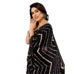 Generic Women's Georgette Printed Saree With Unstitched Blouse 5.5Mtr (Black) - Image 2