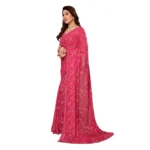 Generic Women's Georgette Printed Saree With Unstitched Blouse 5.5Mtr (Red) - Image 4