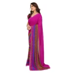 Generic Women's Georgette Printed Saree With Unstitched Blouse 5.5Mtr (Pink) - Image 4