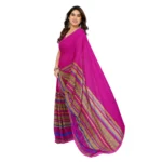 Generic Women's Georgette Printed Saree With Unstitched Blouse 5.5Mtr (Pink) - Image 2