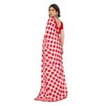 Generic Women's Georgette Printed Saree With Unstitched Blouse 5.5Mtr (Red-White) - Image 3