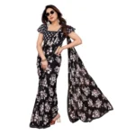 Generic Women's Georgette Printed Saree With Unstitched Blouse 5.5Mtr (Black) - Image 2