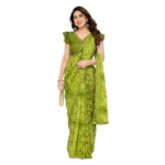 Generic Women's Georgette Printed Saree With Unstitched Blouse 5.5Mtr (Mehendi Green) - Image 2