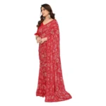 Generic Women's Georgette Printed Saree With Unstitched Blouse 5.5Mtr (Red) - Image 4