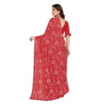 Generic Women's Georgette Printed Saree With Unstitched Blouse 5.5Mtr (Red) - Image 3