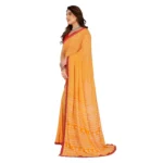 Generic Women's Georgette Printed Saree With Unstitched Blouse 5.5Mtr (Yellow) - Image 4