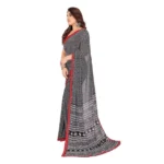Generic Women's Georgette Printed Saree With Unstitched Blouse 5.5Mtr (Black) - Image 4