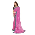 Generic Women's Georgette Printed Saree With Unstitched Blouse 5.5Mtr (Pink) - Image 4