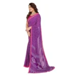 Generic Women's Georgette Printed Saree With Unstitched Blouse 5.5Mtr (Purple) - Image 4