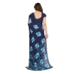 Generic Women's Georgette Printed Saree With Unstitched Blouse 5.5Mtr (Navy Blue) - Image 3