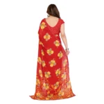 Generic Women's Georgette Printed Saree With Unstitched Blouse 5.5Mtr (Orange) - Image 3