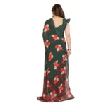 Generic Women's Georgette Printed Saree With Unstitched Blouse 5.5Mtr (Green) - Image 3