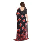 Generic Women's Georgette Printed Saree With Unstitched Blouse 5.5Mtr (Black) - Image 3