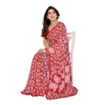 Generic Women's Georgette Printed Saree With Unstitched Blouse 5.5Mtr (Red) - Image 2