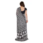 Generic Women's Georgette Printed Saree With Unstitched Blouse 5.5Mtr (Black) - Image 3