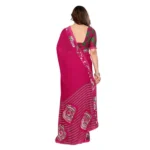 Generic Women's Georgette Printed Saree With Unstitched Blouse 5.5Mtr (Pink) - Image 3