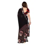 Generic Women's Georgette Printed Saree With Unstitched Blouse 5.5Mtr (Black) - Image 3