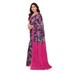 Generic Women's Georgette Printed Saree With Unstitched Blouse 5.5Mtr (Blue) - Image 4