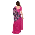 Generic Women's Georgette Printed Saree With Unstitched Blouse 5.5Mtr (Blue) - Image 3