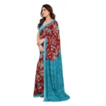 Generic Women's Georgette Printed Saree With Unstitched Blouse 5.5Mtr (Maroon) - Image 4