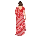 Generic Women's Georgette Printed Saree With Unstitched Blouse 5.5Mtr (Red) - Image 3