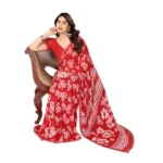 Generic Women's Georgette Printed Saree With Unstitched Blouse 5.5Mtr (Red) - Image 2