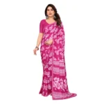 Generic Women's Georgette Printed Saree With Unstitched Blouse 5.5Mtr (Pink)