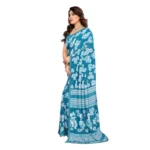 Generic Women's Georgette Printed Saree With Unstitched Blouse 5.5Mtr (Sky Blue) - Image 4