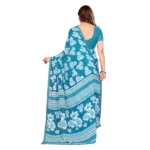 Generic Women's Georgette Printed Saree With Unstitched Blouse 5.5Mtr (Sky Blue) - Image 3