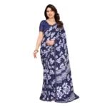 Generic Women's Georgette Printed Saree With Unstitched Blouse 5.5Mtr (Blue)