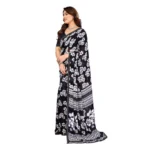Generic Women's Georgette Printed Saree With Unstitched Blouse 5.5Mtr (Black) - Image 4