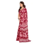 Generic Women's Georgette Printed Saree With Unstitched Blouse 5.5Mtr (Red) - Image 4