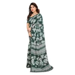 Generic Women's Georgette Printed Saree With Unstitched Blouse 5.5Mtr (Green) - Image 4