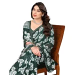 Generic Women's Georgette Printed Saree With Unstitched Blouse 5.5Mtr (Green) - Image 2