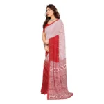 Generic Women's Georgette Printed Saree With Unstitched Blouse 5.5Mtr (Red) - Image 4