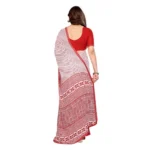 Generic Women's Georgette Printed Saree With Unstitched Blouse 5.5Mtr (Red) - Image 3